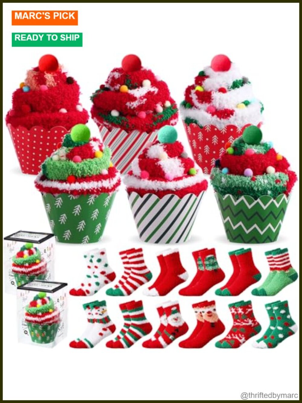 Fuzzy Cupcake Socks Gift Set Coral Fleece Plush DIY Slipper Socks